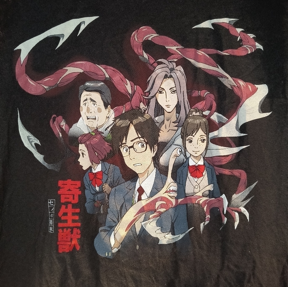 Anime Graphic Black Tee Parasyte Anime Manga Horror Series Women's S